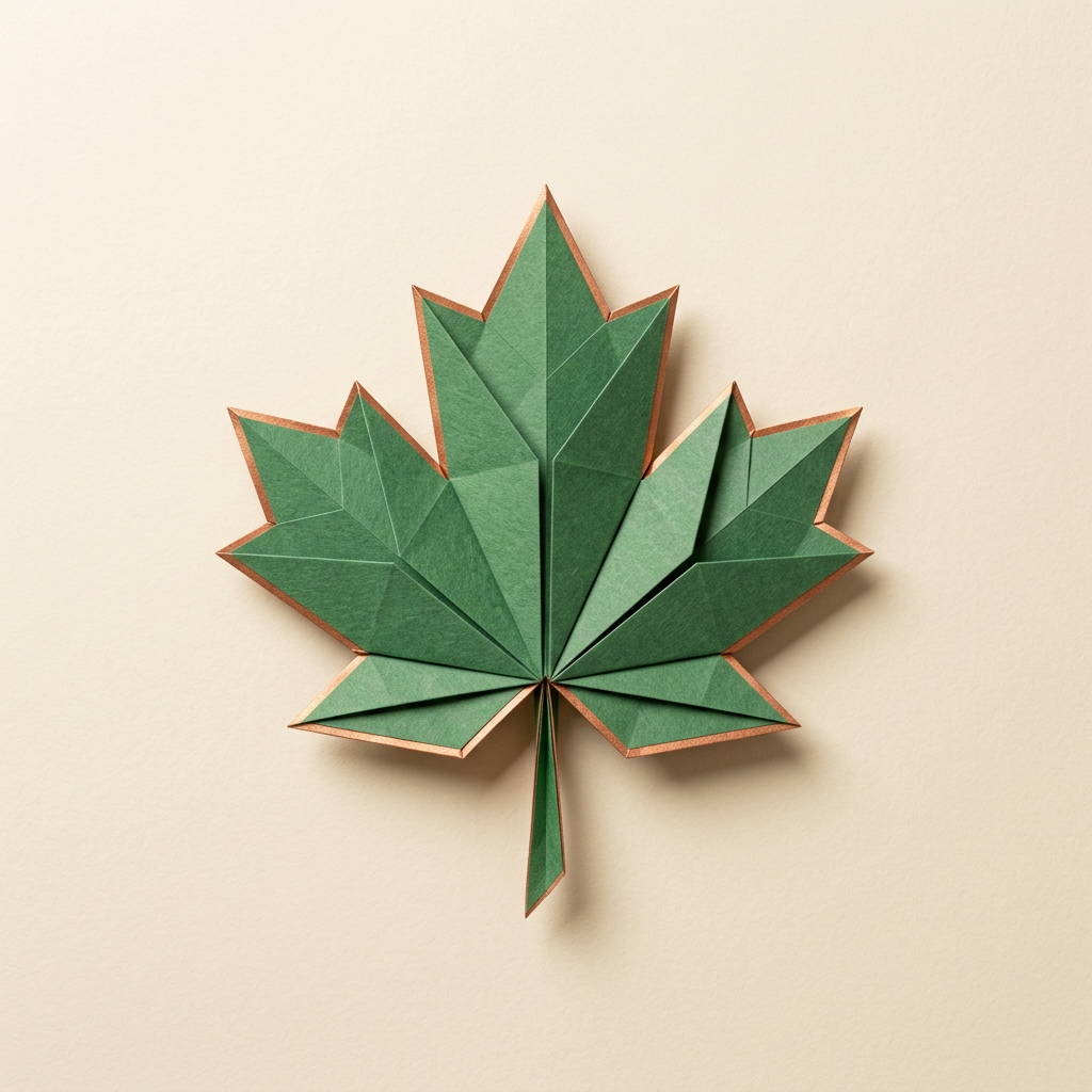 Folded paper maple leaf