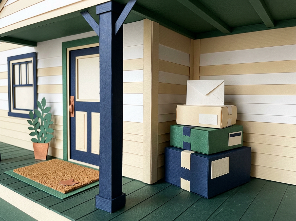 Parcels stored under the porch